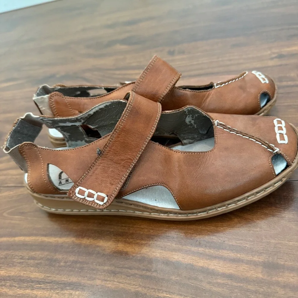 Rieker‎ Antistress Womens Brown Leather Closed Toe Huarache Sandals Size 38 EU